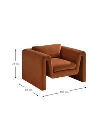 Fluwelen lounge fauteuil Mika in bruin, Bekleding: 100 % polyester, Frame: grenenhout, FSC-gecertifi, Fluweel bruin, B 105 x D 88 cm
