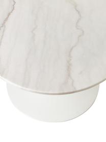 Ovaler Marmor-Esstisch Miley, 120 x 90 cm, Tischplatte: Marmor, Gestell: Metall, pulverbeschichtet, Weiß, marmoriert, B 120 x T 90 cm