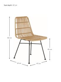 Polyratanové židle Costa, 2 ks, Světle hnědá, černá, Š 47 cm, H 61 cm