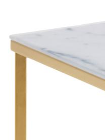 Table basse verre marbré Antigua, Blanc, gris marbré, couleur laiton, larg. 90 x haut. 45 cm