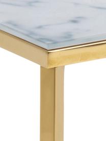 Couchtisch Alisma mit Glasplatte, Tischplatte: Glas, matt bedruckt, Gestell: Stahl, vermessingt, Weiss, marmoriert, Messsingfarben, B 90 x H 45 cm