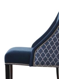 Krzesło tapicerowane z aksamitu Flora, Ciemnoniebieski aksamit, S 48 x G 55 cm