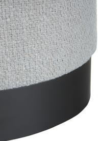Bouclé-Hocker Orchid, Bezug: Bouclé (70% Polyester, 20, Rahmen: Sperrholz, Sockel: Metall, pulverbeschichtet, Bouclé Hellgrau, Schwarz, Ø 38 x H 38 cm