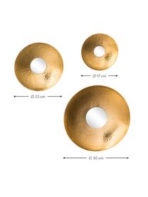 Ronde wandspiegelsset Eyes, 3-delig, Lijst: gehamerd en gecoat alumin, Goudkleurig, Set met verschillende formaten