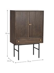 Wysoka komoda Clearbrook, Korpus: płyta pilśniowa średniej , Nogi: metal malowany proszkowo, Brązowy, czarny, S 79 x W 125 cm