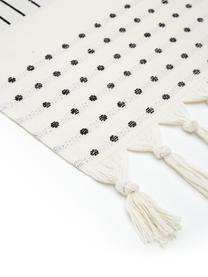 Fouta de plage motif bohème Akira, Blanc, noir, larg. 100 x long. 180 cm