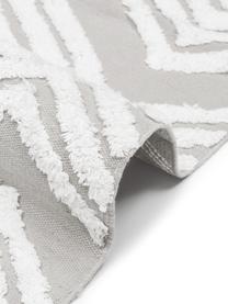 Handgewebter Baumwollteppich Ziggy mit erhabener Hoch-Tief-Struktur, 100% Baumwolle, Grau, B 160 x L 230 cm (Größe M)