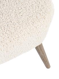 Teddy loungefauteuil Cortina, Zitvlak: polyester, Frame: dennenhout, Poten: rubberhout, Crèmekleurig, B 65 x H 68 cm