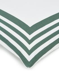 Federa arredo in cotone verde salvia/bianco con motivo grafico Zahra, 100% cotone, Bianco, verde salvia, Larg. 45 x Lung. 45 cm