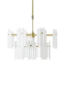 Große LED-Pendelleuchte Alenia, Lampenschirm: Acrylglas, Baldachin: Metall, vermessingt, Weiß, Messingfarben, Ø 61 x H 98 cm