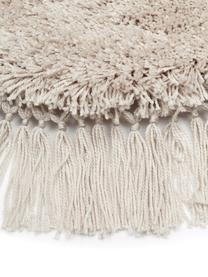 Tapis rond moelleux à longs poils et franges Dreamy, Beige, Ø 120 cm (taille S)