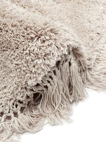 Tapis rond moelleux à longs poils et franges Dreamy, Beige, Ø 120 cm (taille S)