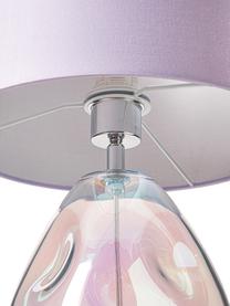Grande lampe à poser avec pied en verre irisé Leia, Lilas, transparent, irisé, Ø 30 x haut. 53 cm