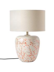 Grosse Keramik-Tischlampe Eileen, Lampenschirm: 100 % Polyester, Beige, glänzend, Ø 33 x H 48 cm