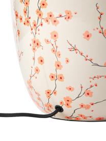 Große Keramik-Tischlampe Eileen, Lampenschirm: 100 % Polyester, Lampenfuß: Keramik, Beige, Rosa, glänzend, Ø 33 x H 48 cm