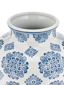 Decoratieve vaas Lin uit porselein, Porselein, niet waterdicht, Wit, blauw, Ø 21 x H 28 cm