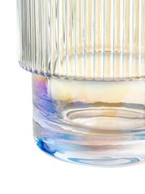 Vasos iridiscente con relieve Minna de Guglielmo Scilla, 4 uds., Vidrio soplado artesanalmente, Cromo, transparente, iridiscente, Ø 8 x Al 14 cm