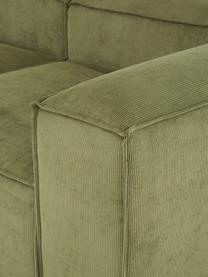Narożna sofa modułowa ze sztruksu Lennon, Tapicerka: sztruks (92% poliester, 8, Stelaż: lite drewno sosnowe, skle, Nogi: tworzywo sztuczne Nogi zn, Sztruksowy zielony, S 327 x G 180 cm