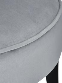 Fluwelen kruk Alison met rugleuning, Bekleding: katoenfluweel, Poten: berkenhout, gelakt, Fluweel grijs, 48 x 65 cm