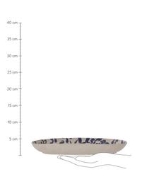 Ručně malovaný servírovací talíř s květinovým vzorem Petunia, Kamenina, Béžová, odstíny modré, D 29 cm, Š 15 cm