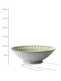 Handgemachte Salatschüssel Yunomi im japanischen Style, Ø 25 cm, Porzellan, Grün, Weiß, Ø 25 x H 8 cm