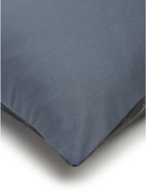 Parure copripiumino reversibile in raso di cotone Flora, Grigio scuro, con motivo vegetale, 155 x 200 cm, 2 pz