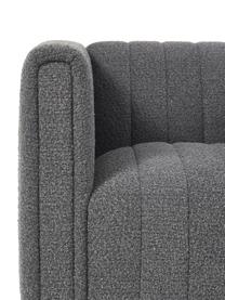 Poltrona in bouclé color antracite con piedini in legno Antonio, Rivestimento: bouclé (100% poliestere) , Struttura: legno massiccio, compensa, Gambe: legno di quercia, Bouclè antracite, Larg. 88 x Alt. 71 cm