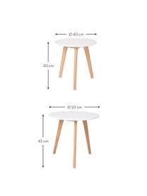 Beistelltisch-Set Bodine im Skandi Design, 2-tlg., Tischplatte: Mitteldichte Holzfaserpla, Weiß, Eichenholz, Set mit verschiedenen Größen