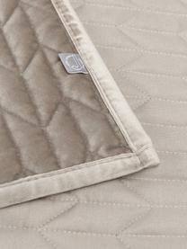 Gewatteerde bedsprei Tily van fluweel, 100% polyester, Beige, B 260 x L 260 cm (voor bedden tot 200 x 200)