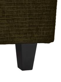 Lit à sommier tapissier en velours côtelé vert foncé Eliza, Velours vert foncé, 200 x 200 cm, indice de fermeté 3