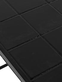 Betegelde salontafel Glaze in zwart, Tafelblad: MDF, keramiek, Frame: gepoedercoat metaal, Hout, zwart gelakt, B 93 x H 36 cm