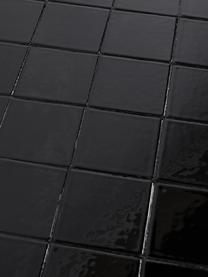 Betegelde salontafel Glaze in zwart, Tafelblad: MDF, keramiek, Frame: gepoedercoat metaal, Hout, zwart gelakt, B 93 x H 36 cm