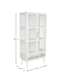 Vitrina de madera y vidrio Cayetana, Estructura: tablero de fibras de dens, Patas: madera de bambú pintada, Madera pintada blanco, An 72 x Al 159 cm