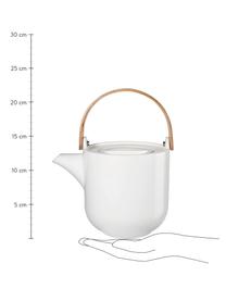 Porcelánová konvice s dřevěnou rukojetí Coppa sencha, 1 l, Bílá, hnědá, 1 l
