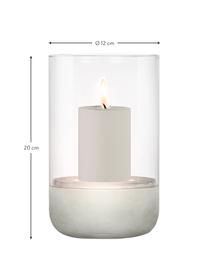 Windlicht Calma, Windlicht: glas, Voetstuk: beton, Lichtgrijs, transparant, Ø 12 x H 20 cm