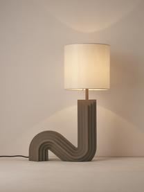Lampada da tavolo di design Luomo, Paralume: tessuto di lino, Base della lampada: resina laccata, Bianco latteo, taupe, Ø 24 x Alt. 61 cm