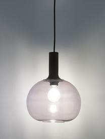 Kleine hanglamp Alton van rookglas, Lampenkap: glas, Baldakijn: gecoat metaal, Zwart, grijs, Ø 25 x H 33 cm