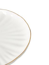 Set stoviglie con rilievo Sali, 4 persone (12 pz), Porcellana, Bianco con bordo oro, 4 persone (12 pz)
