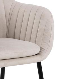 Armlehnstuhl Emilia mit Metallbeinen, Bezug: Polyester Der hochwertige, Beine: Metall, lackiert, Webstoff Beige, Schwarz, B 57 x T 59 cm