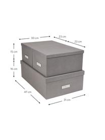 Boîte de rangement Inge, 3 élém., Extérieur boîte : gris clair Intérieur boîte : blanc, Lot de différentes tailles