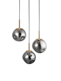 Lampa wisząca ze szkła Spada, Odcienie mosiądzu, szary, Ø 40 x W 28 cm