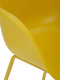 Krzesło z podłokietnikami z tworzywa sztucznego z metalowymi nogami Claire, Nogi: metal malowany proszkowo, Żółty, S 60 x G 54 cm