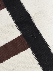Alfombra artesanal kilim Wyoming, 100% algodón con certificado GOTS, Blanco crema, marrón, negro, An 80 x L 150 cm (Tamaño XS)