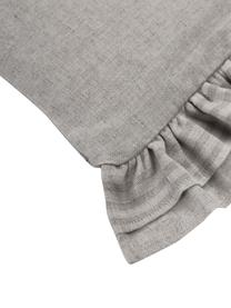 Housse de coussin rectangulaire avec volants Colette, 60 % polyester, 25 % coton, 15 % lin, Gris, larg. 30 x long. 50 cm