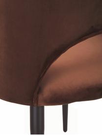 Fluwelen armstoel Rachel in bruin, Bekleding: fluweel (hoogwaardig poly, Poten: gepoedercoat metaal, Fluweel bruin, B 56 x D 70 cm