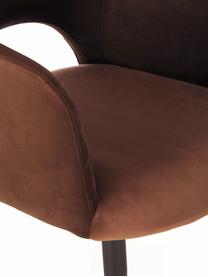 Sedia con braccioli in velluto Rachel, Rivestimento: velluto (rivestimento in , Gambe: metallo verniciato a polv, Velluto marrone, Larg. 55 x Prof. 65 cm
