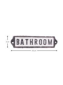 Wandschild Bathroom, Metall, beschichtet, Schwarz, Weiß, 14 x 3 cm