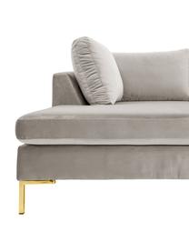Sofa narożna z aksamitu z metalowymi nogami Luna, Tapicerka: aksamit (poliester) Dzięk, Nogi: metal galwanizowany, Beżowy aksamit, S 280 x G 184 cm, lewostronna