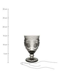 Weingläser Chambord mit Blumen-Rlief, 6 Stück, Glas, Grau, Ø 9 x H 14 cm, 250 ml