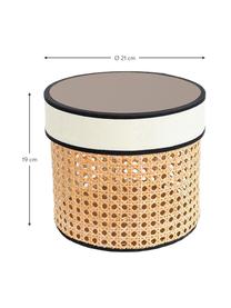 Caja decorativa Pamela, Caja: rejilla, Tapa: tela, fibras de densidad , Beige, blanco, Ø 21 x Al 19 cm